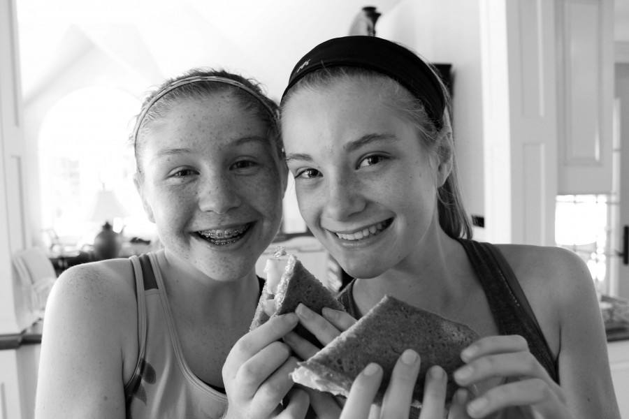 Chefs Kara Hadden and Annelise Eppen pose with their grilled pear and brie paninis.