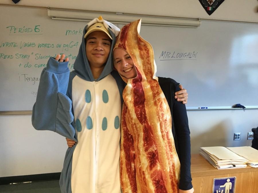 Onesies were trending costumes with many students today. 