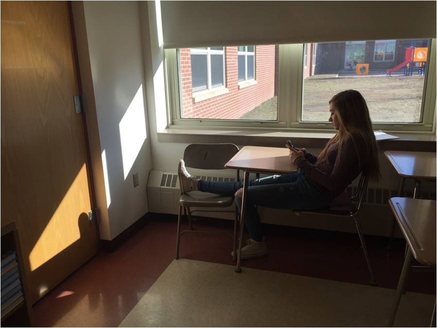 Sophomore Ava Shaw is taking a break from her school work to relax during her free time.