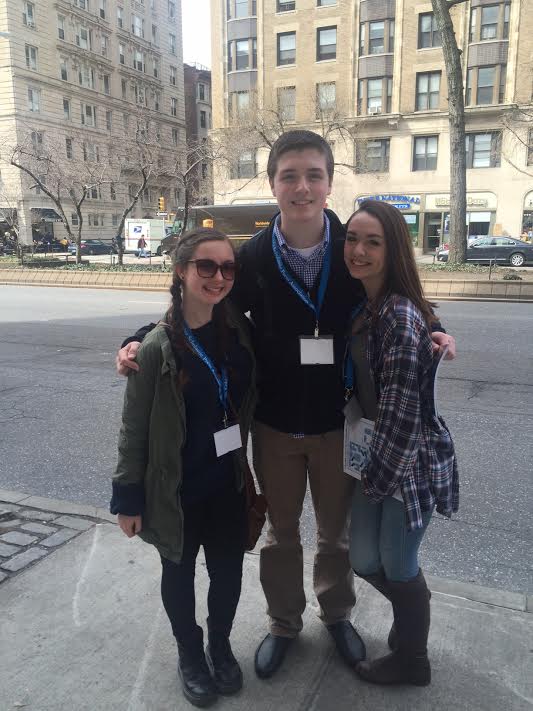 Julia Desautels, Julia Guay and Riley Garand on their way to lunch after a session.