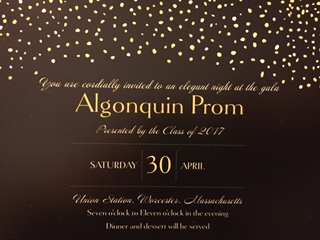 This years prom ticket invites students to the gala themed night at Union Station in Worcester on April 30. 