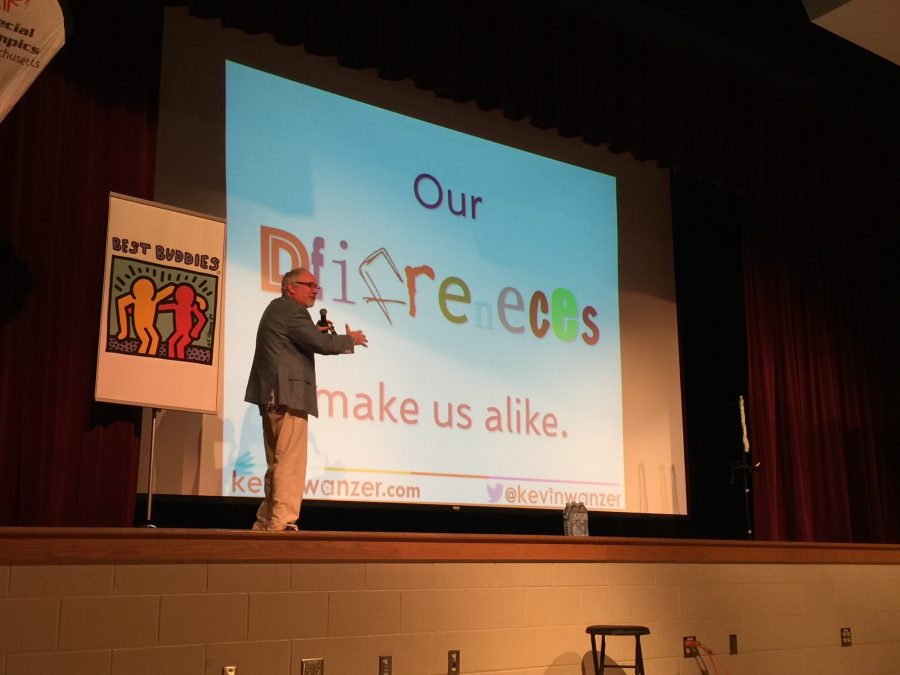 Motivational speaker Kevin Wanzer gave two comedic seminars expressing the importance of understanding of all kids. Assemblies were sponsored by Best Buddies on March 31.