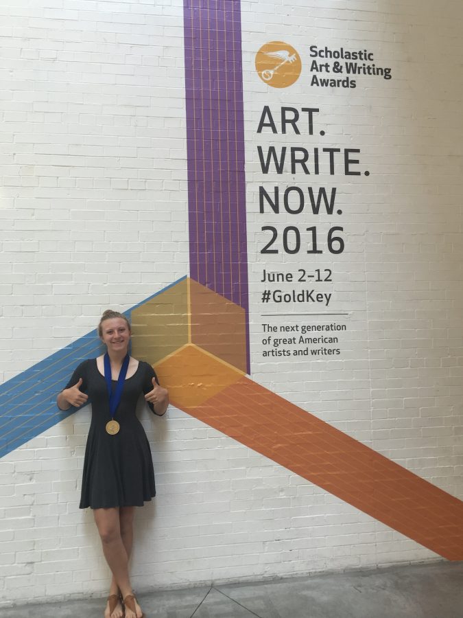 Freshman Elsa Ray poses at the Scholastic Art and Writing Awards in New York on June 1.