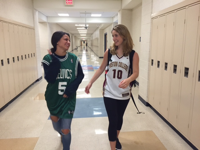 Seniors Shannon Youngberg and Alex Martin show their excitement for homecoming.