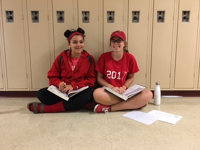 Seniors Ellie Poitrascote and Elise Gallagher participate in their final homecoming week of high school.