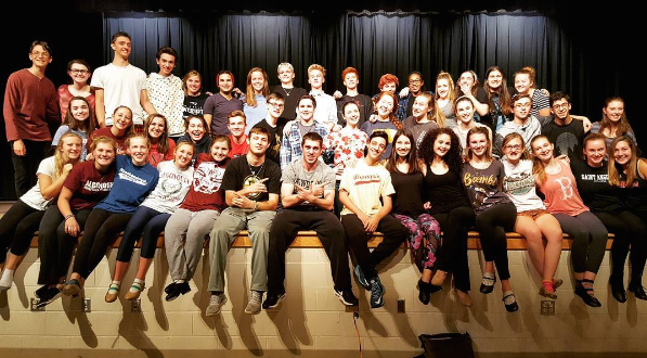 The cast of this years Anything Goes poses for a photo after rehearsal. 