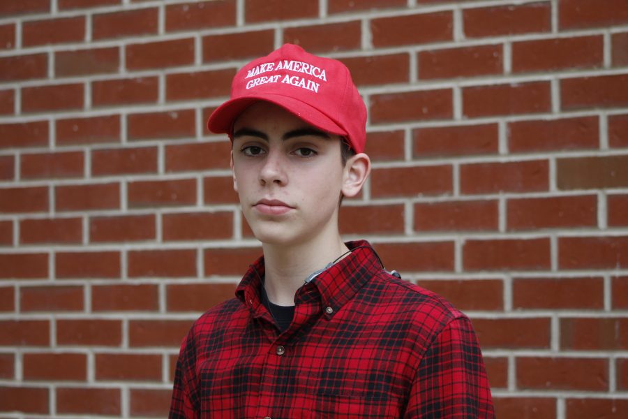 Sophomore Carter Rawstron sports his Make America Great Again hat, which is emblematic of President-elect Trumps campaign. 