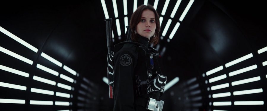 Jyn Erso (Felicity Jones) battles her way through as the heroin of the newest Star Wars movie.