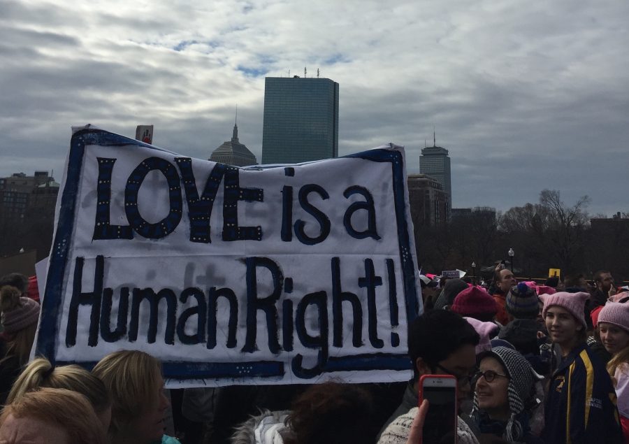 Love+is+a+Human+Right+screams+from+a+sign+as+it+protrudes+from+the+sea+of+protesters.+