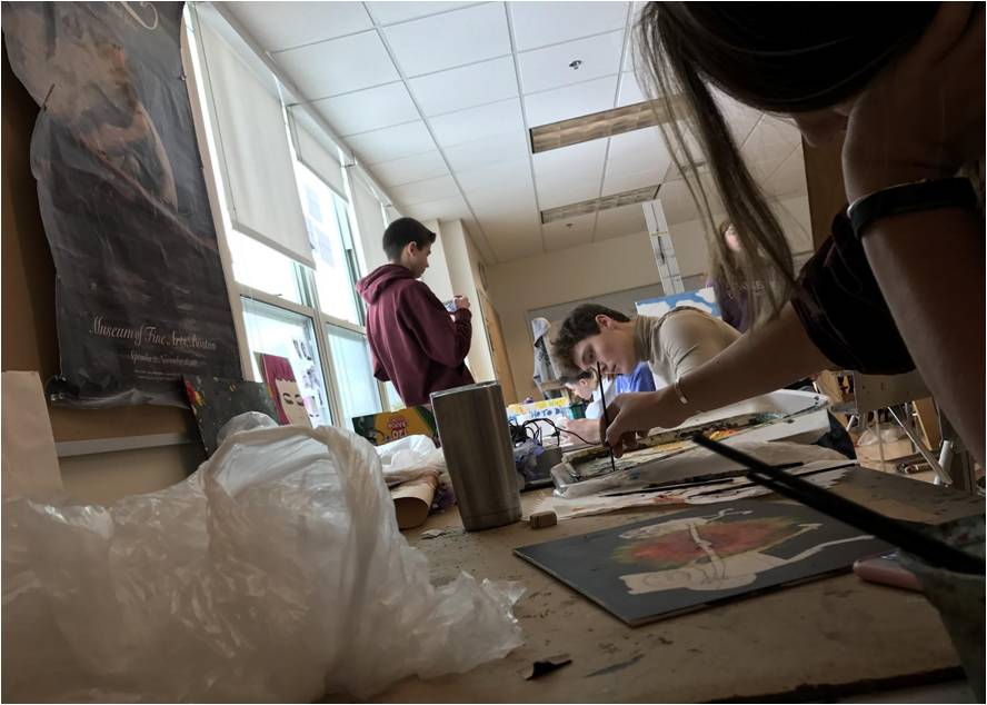 AP Art students work hard to create masterpieces.
