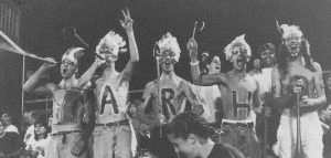 T-hawk fans in 1996 show school spirit with body paint and costumes. 