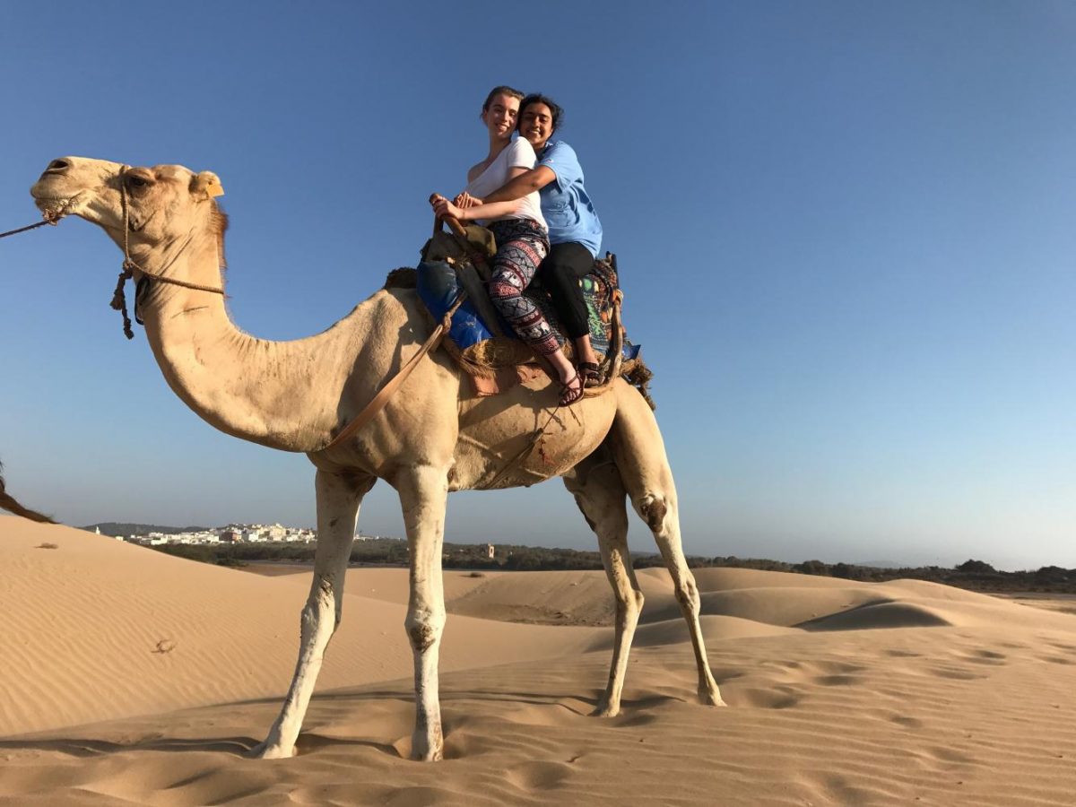 Senior Rowan Morelands (front) aspirations to pursue national security and military intelligence brought her to Morocco on a scholarship funded by the state department to study Arabic language and culture.