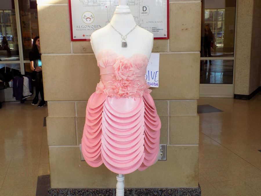 Inspired by the musical Legally Blonde, the fashion and retail class designed pieces from recycled materials, incorporating sustainability into their design.