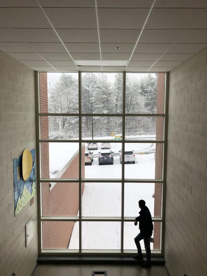 “Why are we in school today? We should so be at home right now!” Senior David de Carvalho exclaims as he glares out the window at the storm. Earlier that day, administration decided to have school while many other districts in the state cancelled.