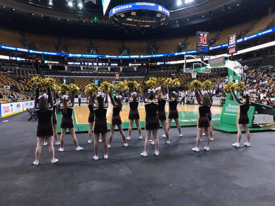The team cheered on boys basketball at their Jan. 27 game at TD Garden.