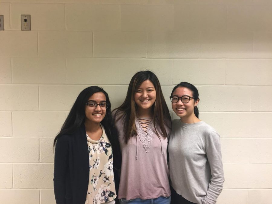 Senior presidents Jyothi Polackcal [left], Claire Duffy [middle] and Clarissa Wong [right] share their thoughts on the goal of HOSA and answer other questions regarding the club. 