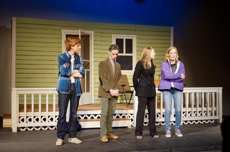 Proof cast members seniors [left to right] Joe Gordon, Nick Hatton, Annalise Loizeaux and Katherine Moffa answered audience questions after performing the play in the Black Box on Thursday, Feb. 28 and Saturday, March 2.