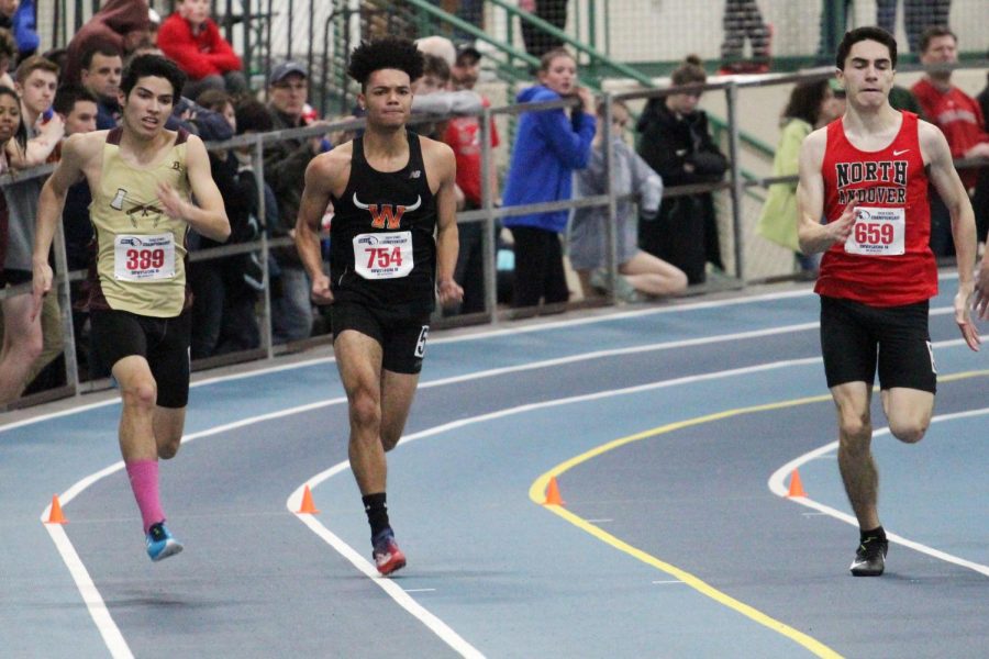 Senior Matt Madamba ran the 300 meter on Feb 15 at Reggie Lewis. Madamba went on to win 7th at Regionals and will compete in Nationals.