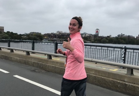 Guidance counselor Kate Mulcahy trains for the Boston Marathon, raising money for cancer research. She runs with the Mass General Hospital team. One hundred percent of the money they raise goes towards research and activities for children in the Hematology and Oncology clinic. 