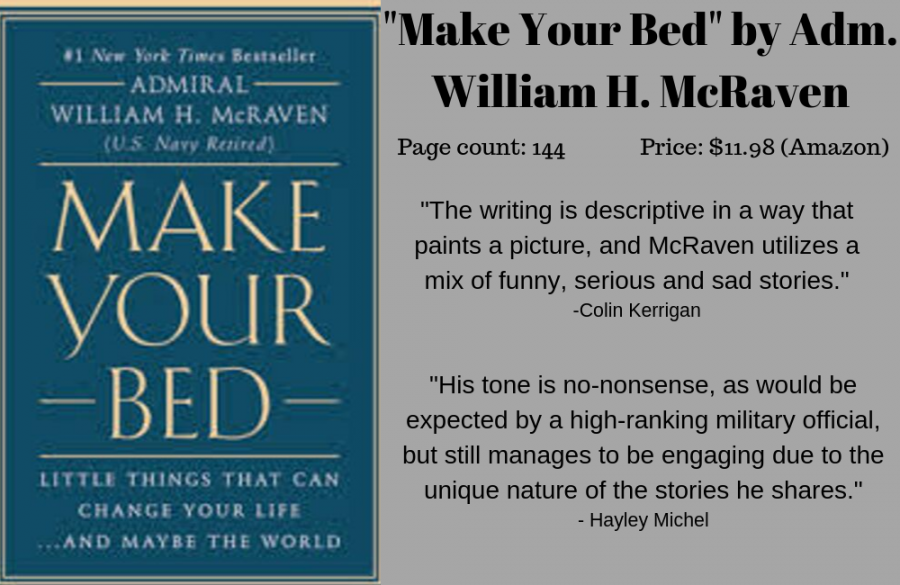 Staff writers Colin Kerrigan and Hayley Michel write that Make Your Bed by Adm. William H. McRaven brings Navy SEAL training philosophies to everyday life.