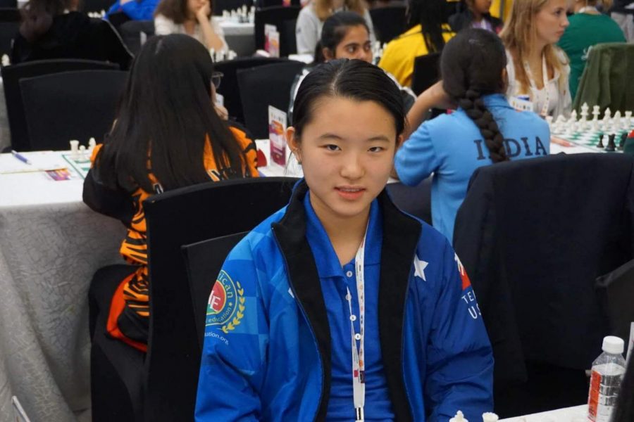 Freshman Amy Lei at the World Youth Chess Championship in Mumbai, India where is she currently competing.