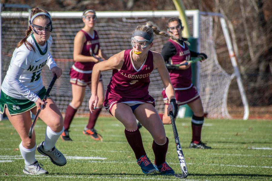 Senior Halle Zides looks for the ball against Nashoba on Nov. 9 in the CMASS Championship game. The team went on to lose 2-0.