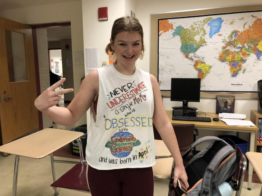 Senior Kaitlyn Wilber created a niche costume. [My costume is] a weirdly specific Facebook T-shirt, Wilber said. I made it myself. Its pretty funny if you ask me.
