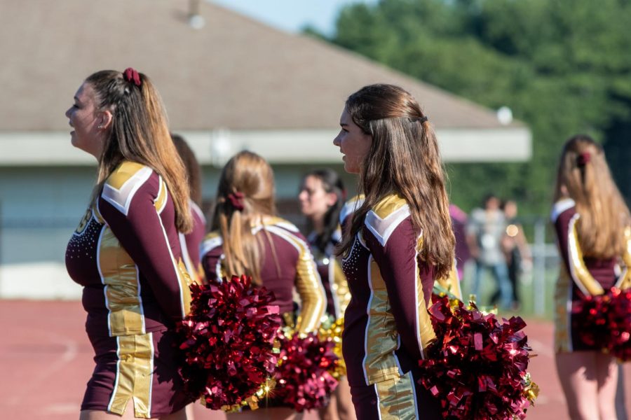 Cheerleaders on the sidelines of the football game on Sept. 20.