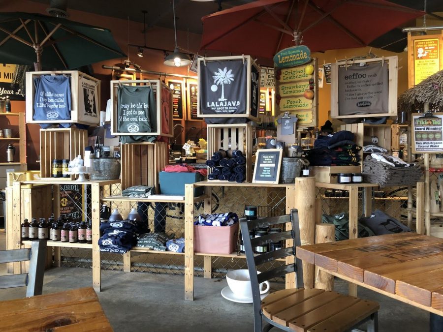 Assistant Sports Editor Amy Sullivan visits Lalajava as a part of her mission to discover the best coffee house. Here is the interior of Lalajava, which is filled with their own, customized t shirts, as well as coffee drinks.