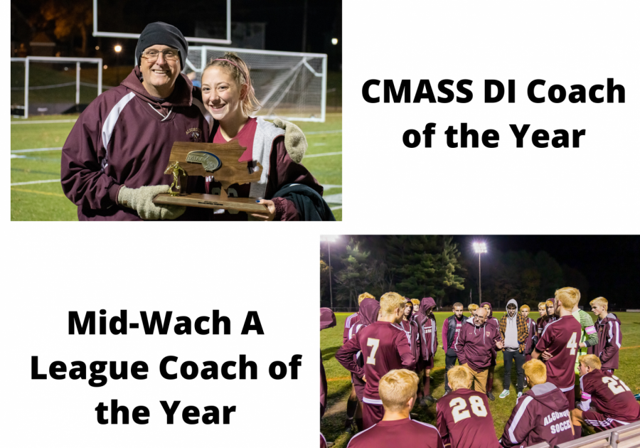 Both the boys and girls soccer coaches were awarded coach of the year awards. Scott Tagart, the girls coach, won the CMASS DI Coach of the Year, and Ken Morin, the boys coach, won the Mid-Wach A League Coach of the year.