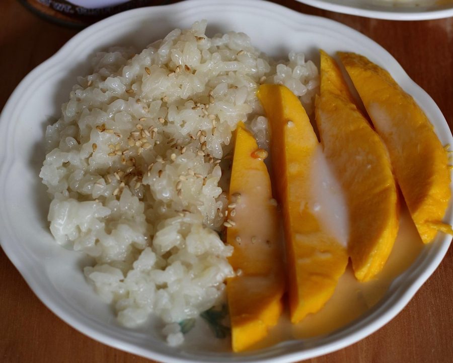 Opinion Editor Brianna Tangs homemade mango sticky rice topped with coconut milk sauce.