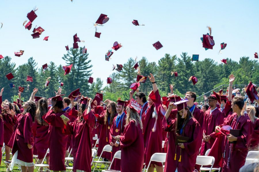 Throwing their mortarboards in the air, graduates of Algonquin celebrate the end of one part of their lives and are ready to begin the next part.