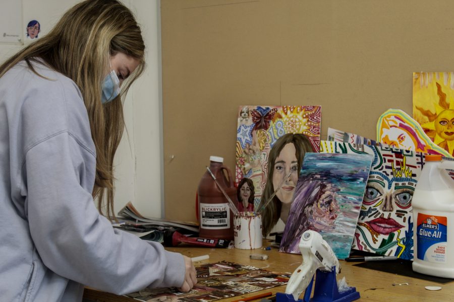Senior, Eve Roiter, works on her Ap Art Projects on Wednesday, Dec. 1, 2021.