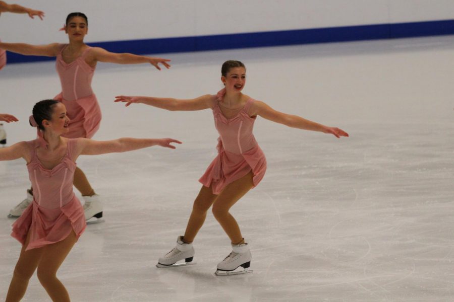 Sophomore Allison Moore skates with the Hayden Ice Mates synchronized skating team and has been participating in synchronized skating since she was six years old.