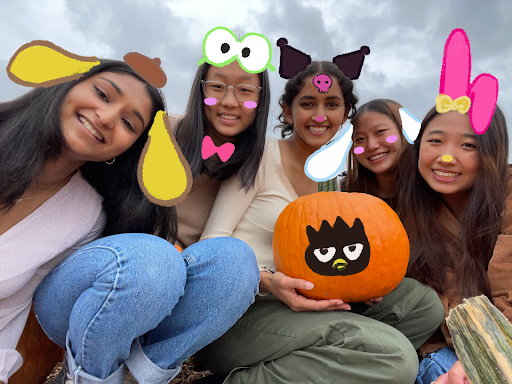 I tried out a TikTok trend to draw myself and my friends as Sanrio characters on a group picture we took at Parlee Farms in October. 