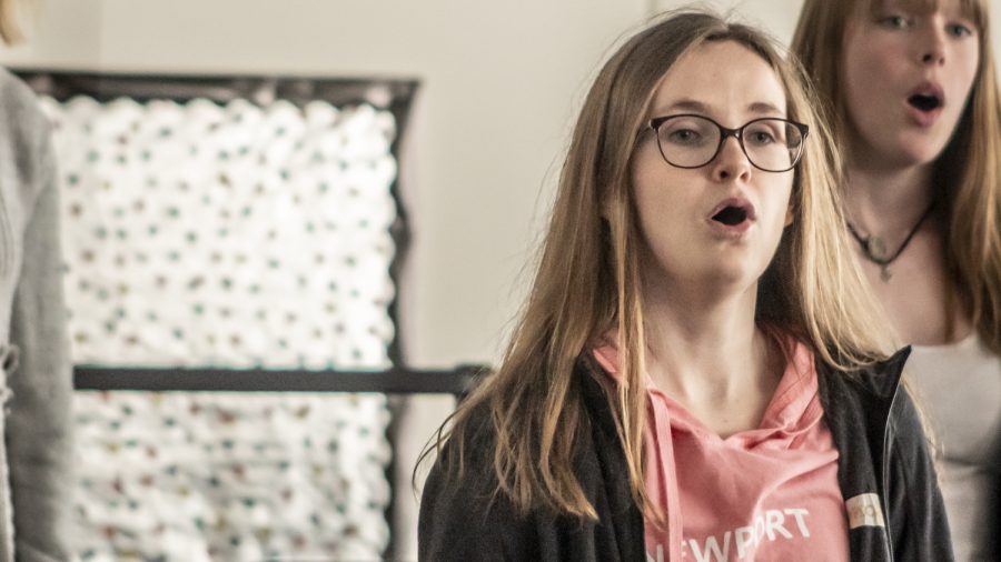 Senior Hannah OGrady sings a warm-up during chorus practice on March 4. 