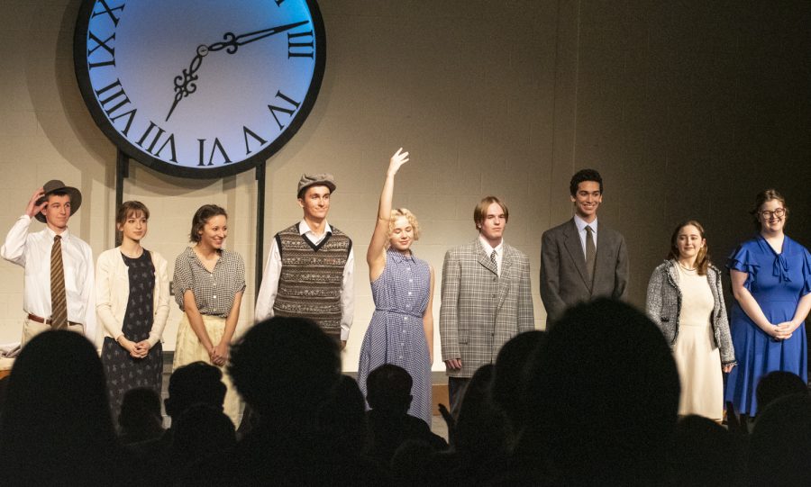 The cast of Radium Girls takes a bow after completing the show.