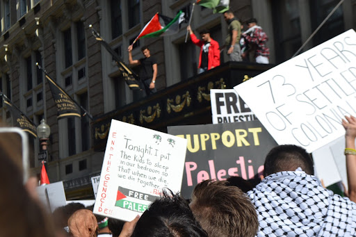 Amid the pandemic, tension in many countries also arose. This picture features a Palestine Protest in Copley Square, taken in May 2021.