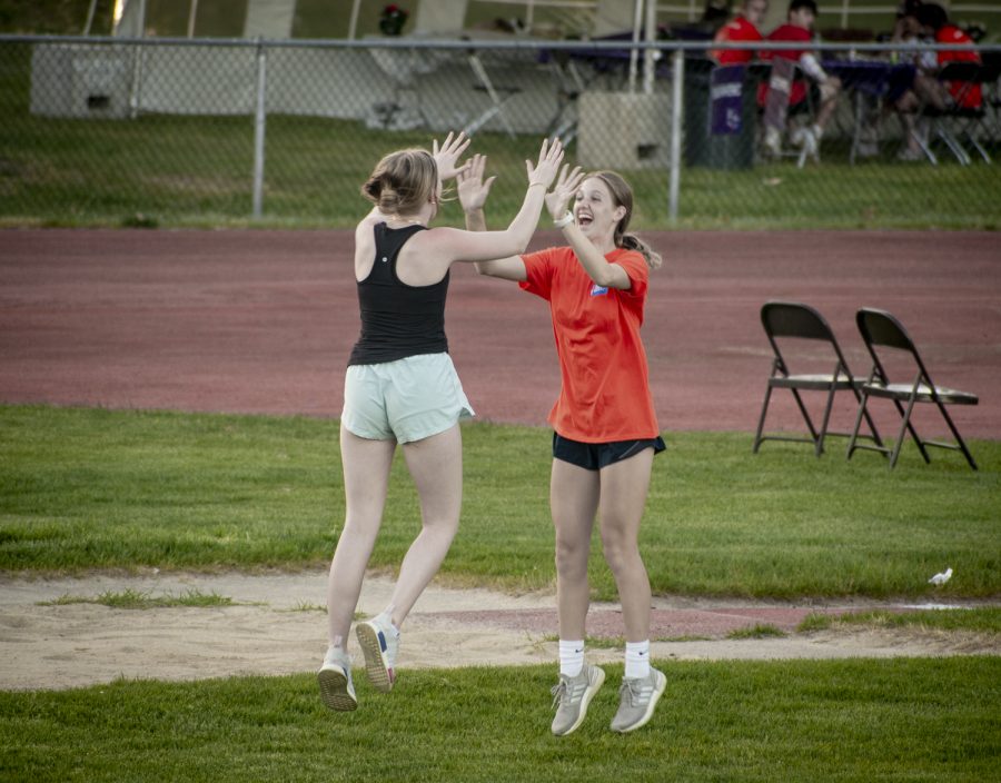 Participants cheer during the Relay for Life, held at Algonquin on Friday, May 13, 2022.  