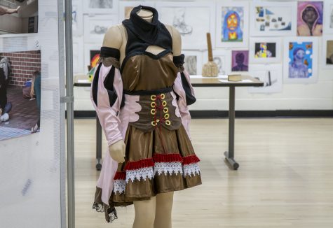A cosplay outfit, sewed by Lauren Berardi, is displayed at the Spring Art Show.