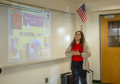 Mind and Balance club founder, senior Elenna Peroni, explains her goal in creating the Mind and Balance club during their first meeting of the year.