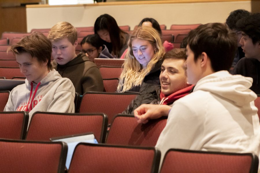 AP computer science students spend their class time in the auditorium during E block on Monday, Jan. 9.
