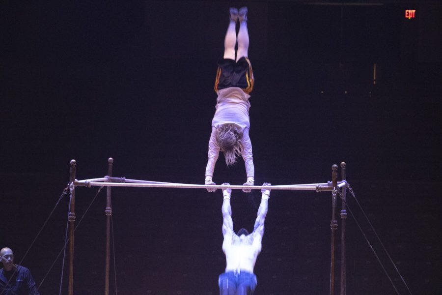 Performers for Cirque de Soleil show off their extraordinary skills before the show at the Worcester DCU center on Jan. 12.
