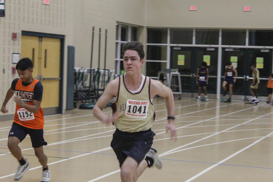 Sophomore Ben Skilton competes at the track meet at Wachusett on Dec. 21.