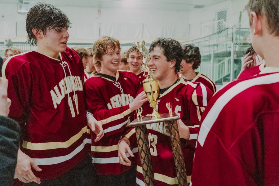 The+boys+hockey+team+celebrates+their+5-3+victory+over+Marlborough+in+the+MetroWest+Daily+News+Cup+on+Dec.+28%2C+2022.