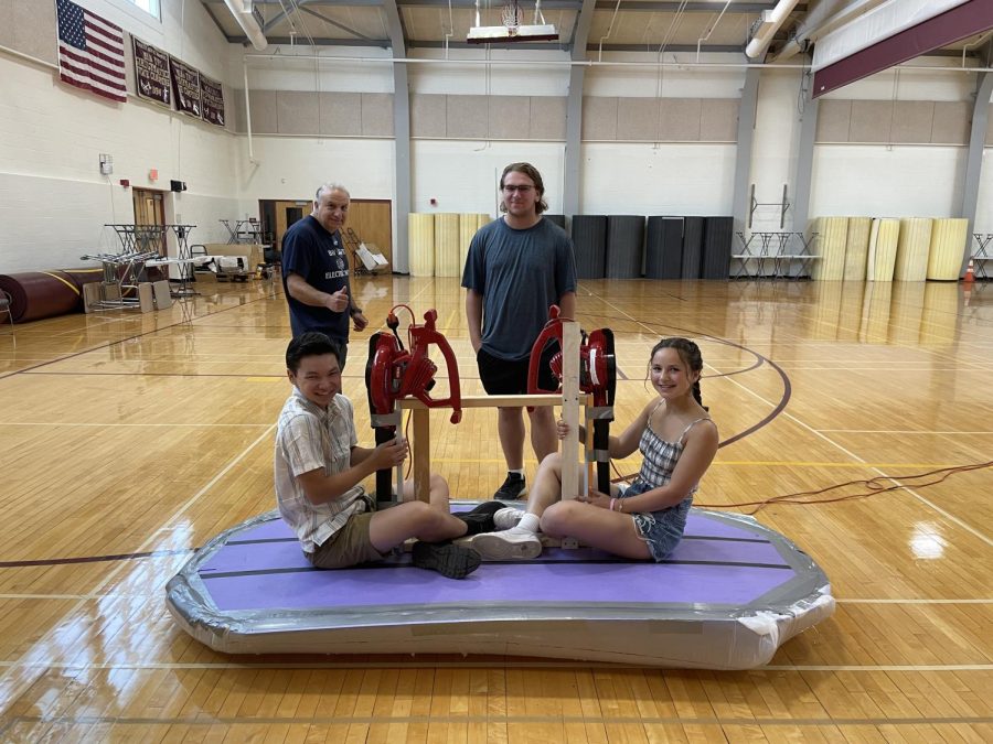 After months of planning and construction, Hands-On Engineering students Class of 2023 graduate Michael Covino, junior Justice Huang and junior Ariella Zalev debuted their handmade hoverboard.