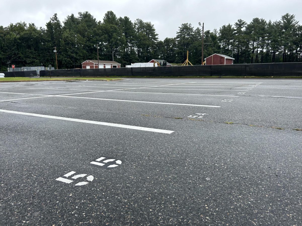 The+numbered+parking+spots+are+on+display+after+a+rain+storm+on+Aug.+25.+A+new+policy+requires+students+to+park+in+numbered+parking+spots+beginning+Sept.+11.