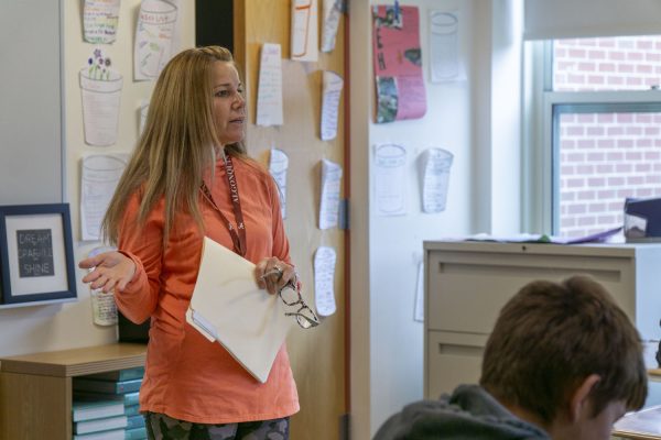 Health and Fitness teacher Melissa Arvanigian teaches her class during D block; she was chosen to be on the committee that helped revise Massachusetts health and sex education guidelines.