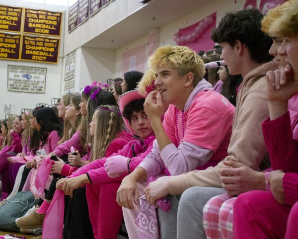 The junior class dresses in pink at the Pep Rally on Nov. 22, 2023; the class of 2025 won the overall competition for this years events.