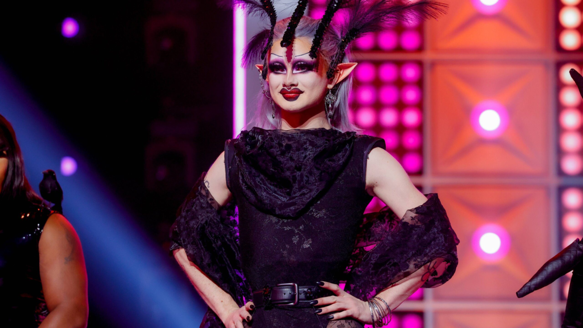 RuPauls+Drag+Race+Season+16+contestant+Dawn+hears+critiques+on+her+handmade+goth+outfit.+Sports+Editor+Jax+Jackson+placed+her+third+this+week.